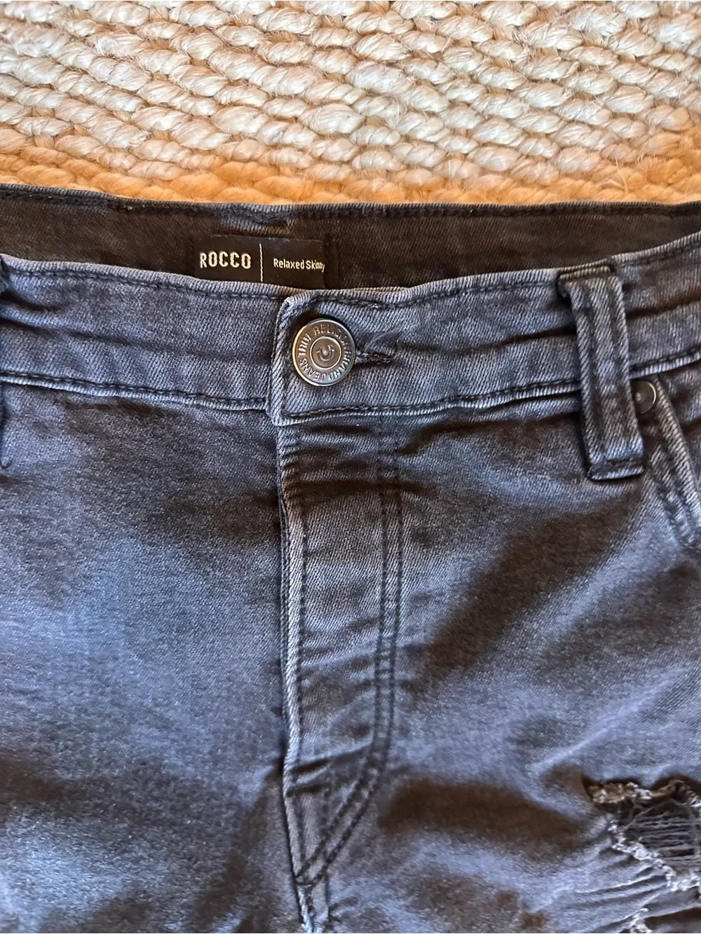 True Religion Black Rocco Relaxed Skinny Jeans